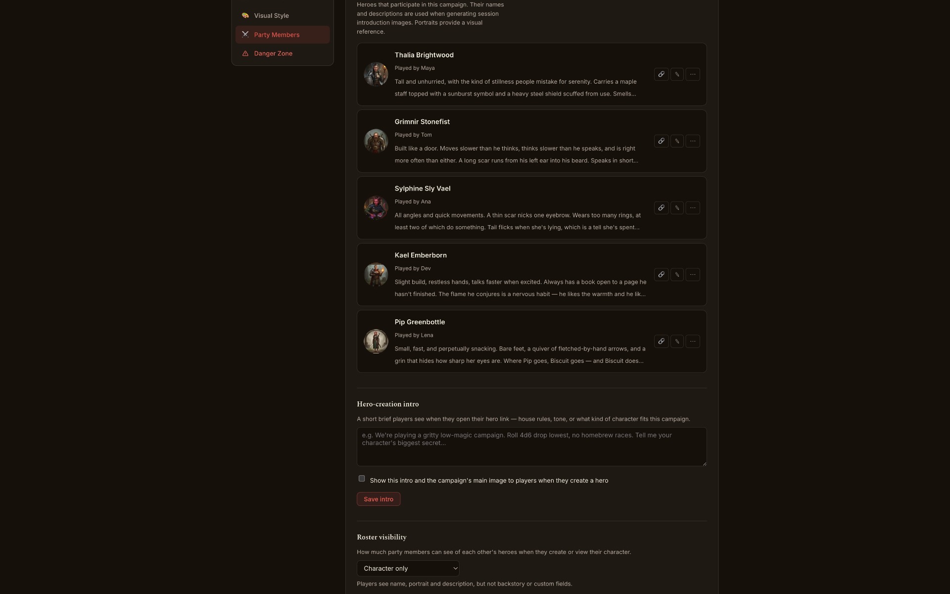 Your party, in one place. — Party & heroes